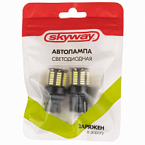 Автолампа диод T20 (W21W) 12V 66 SMD диодов 1-конт Белая SKYWAY Повороты,задний ход,стопы ком-кт 2шт